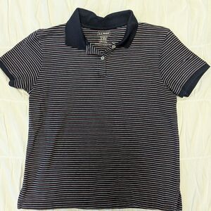 L.L. Bean Navy and White Striped Polo Shirt Women's Size S Reg Misses